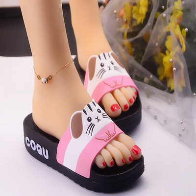 Papuci de cauciuc dama cu platforma inalta si aplicare 3D