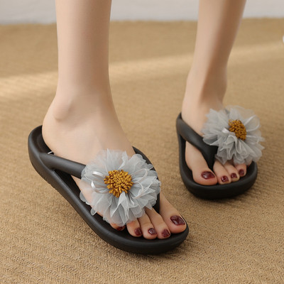 Sieviešu silikona čības ar 3D ziedu elementu