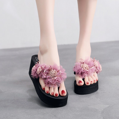 Sieviešu čības ar 3D ziediem un 6 cm platformu - divi modeļi