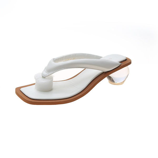 Ikdienas vasaras čības ar ādas lencēm un caurspīdīgu papēdi