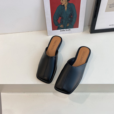 Papuci de damă din piele cu talpă plată în patru culori