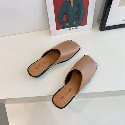 Papuci de damă din piele cu talpă plată în patru culori