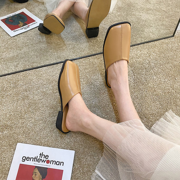 Papuci de damă din piele cu talpă plată în patru culori