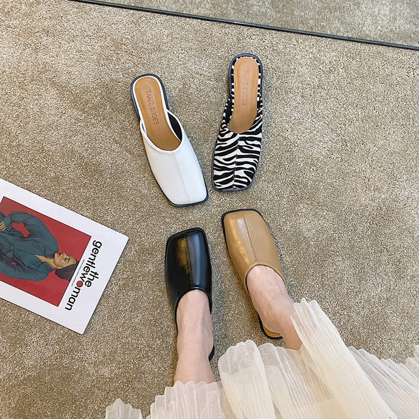 Papuci de damă din piele cu talpă plată în patru culori