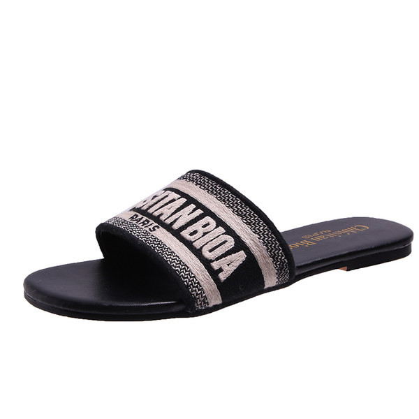 Papuci casual dama cu inscriptie brodata