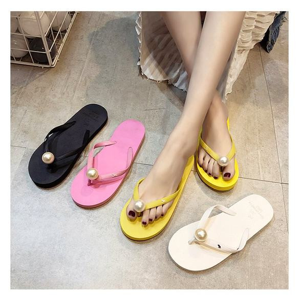 Flip flops ar gumijas zoli un pērļu rotājumu