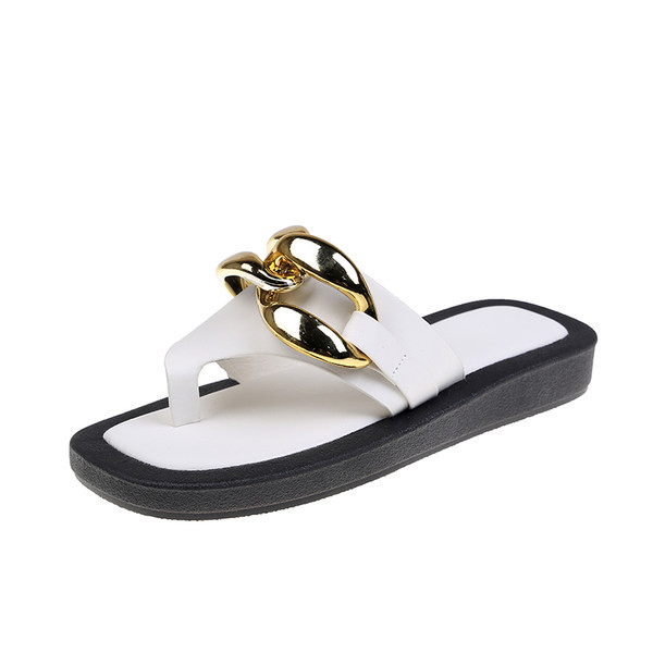 Sieviešu mākslīgās ādas čības ar metāla elementu