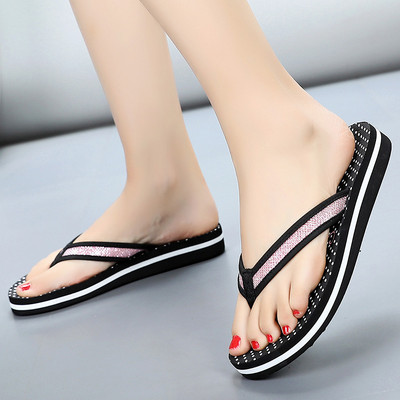 Papuci casual dama intre degete cu platforma de 3 cm