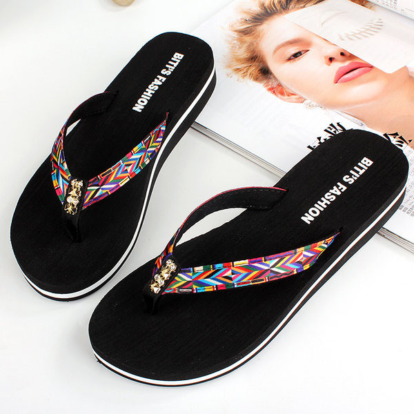 Papuci casual dama intre degete cu platforma de 3 cm