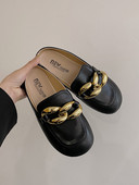 Papuci de dama din piele cu decor metalic in doua culori