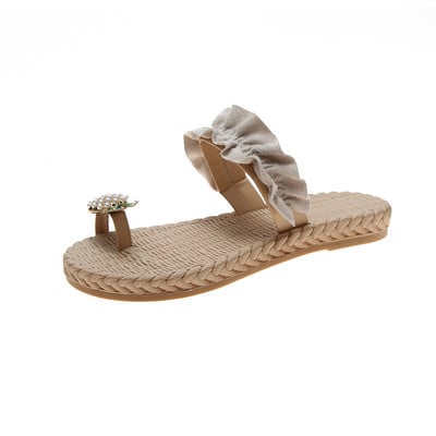 Sieviešu čības ar pērlēm un metāla ananāsu apdari