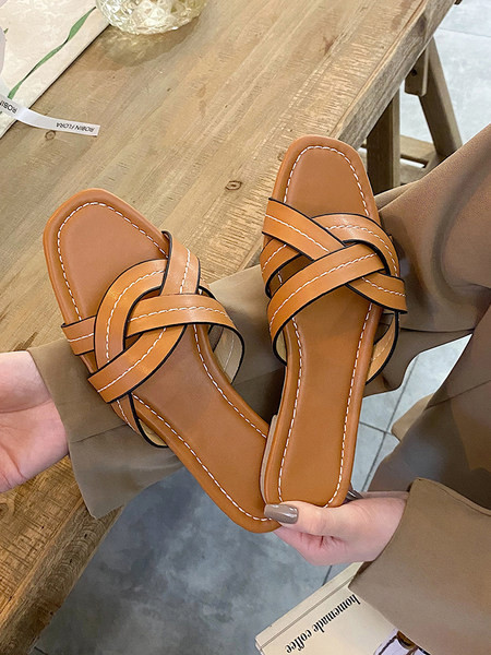 Model nou de papuci de dama din piele in trei culori cu bretele