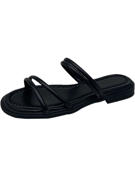 Model nou de papuci de dama cu bretele din piele in doua culori