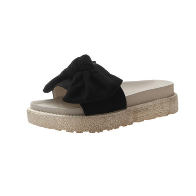 Papuci dama cu platforma inalta si panglica