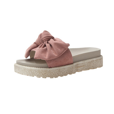 Papuci dama cu platforma inalta si panglica