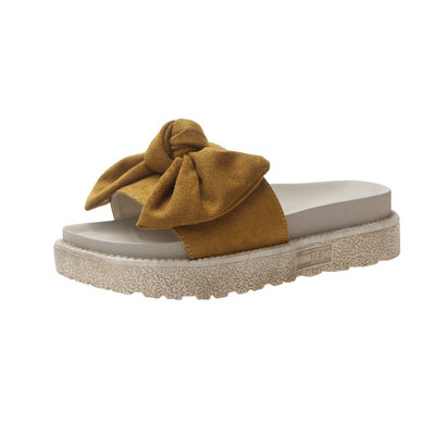 Papuci dama cu platforma inalta si panglica