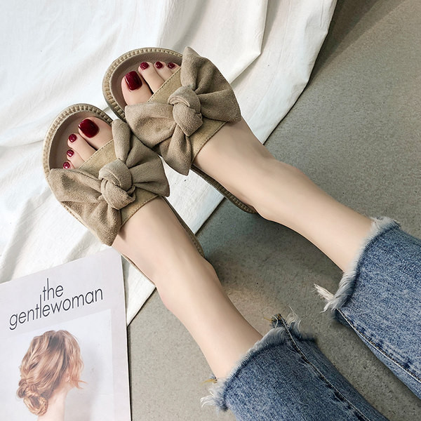 Papuci dama cu platforma inalta si panglica