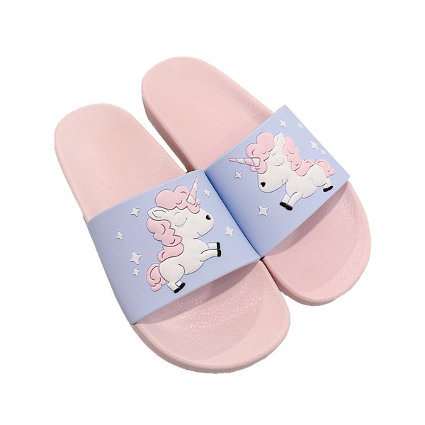 Papuci de dama din silicon cu unicorni in albastru, roz si alb