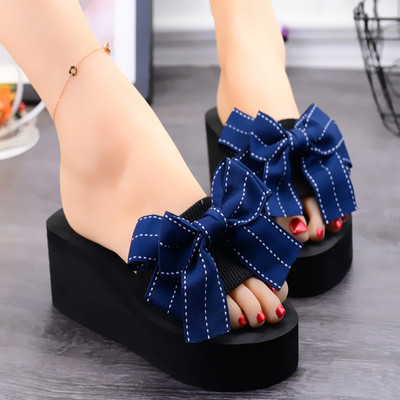 Sieviešu čības ar svītrainu lenti un 6 cm platformu