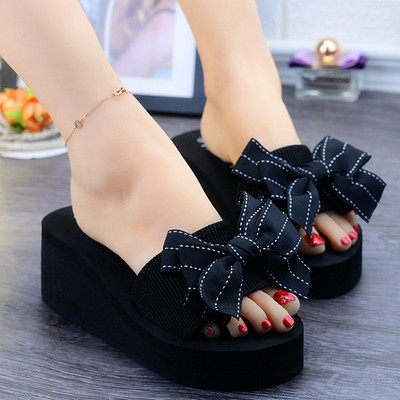 Sieviešu čības ar svītrainu lenti un 6 cm platformu