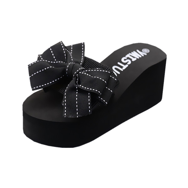 Sieviešu čības ar svītrainu lenti un 6 cm platformu