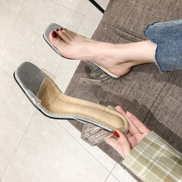 Modernas sieviešu čības ar biezu papēdi - 7,5 cm