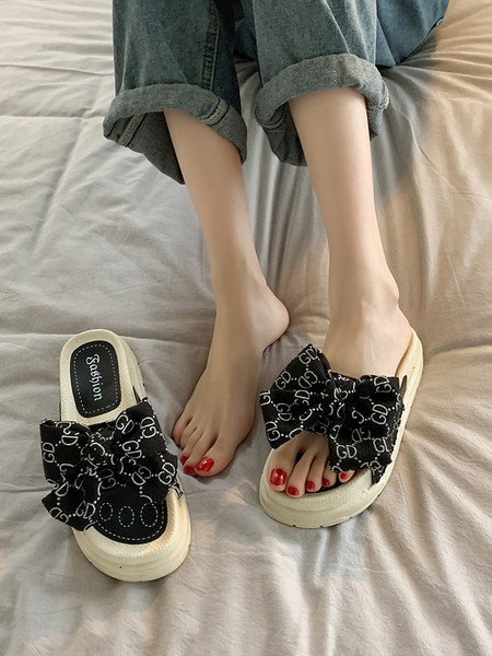 Papuci dama cu talpa plata si panglica pentru femei