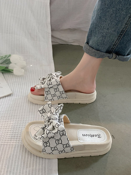 Papuci dama cu talpa plata si panglica pentru femei