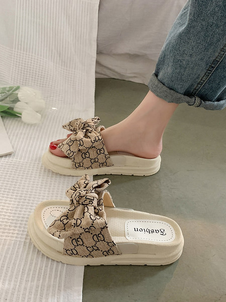 Papuci dama cu talpa plata si panglica pentru femei