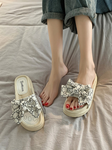 Papuci dama cu talpa plata si panglica pentru femei