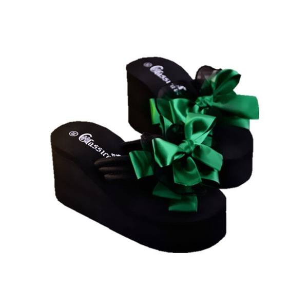 Modernas sieviešu čības ar platformu un satīna lenti