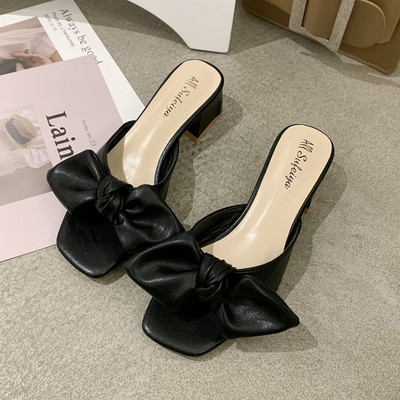 Papuci dama cu panglica si toc in patru culori