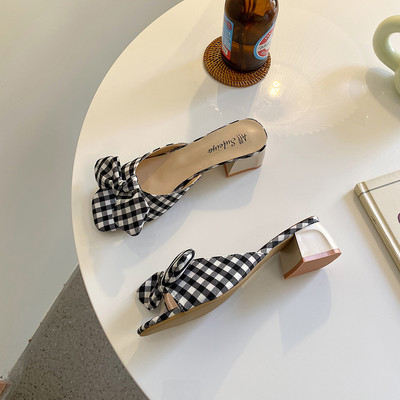 Papuci dama cu panglica si toc in patru culori