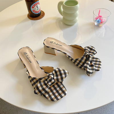 Papuci dama cu panglica si toc in patru culori