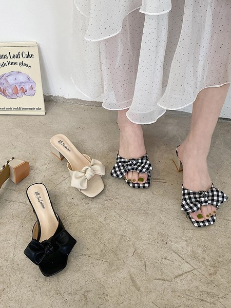 Papuci dama cu panglica si toc in patru culori