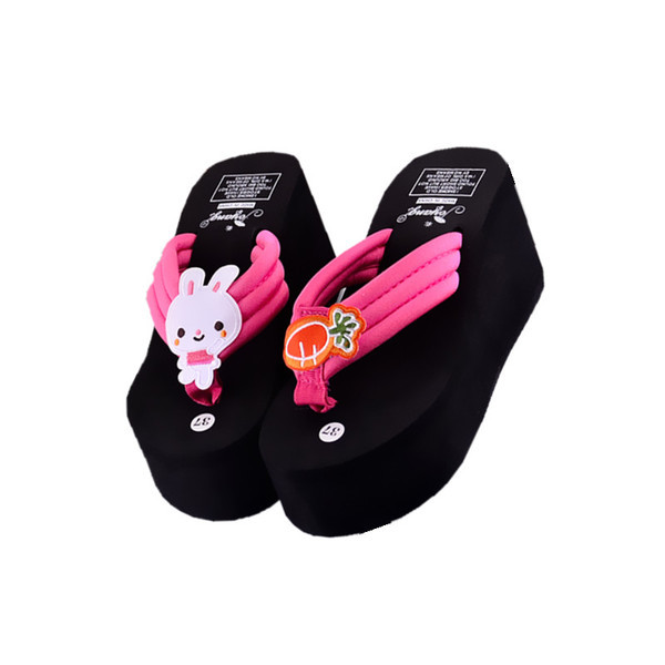 Papuci de dama intre stropi cu decor iepure 3D