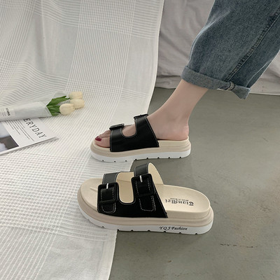 Ikdienas sieviešu čības ar sprādzēm un plakanu zoli vairākās krāsās