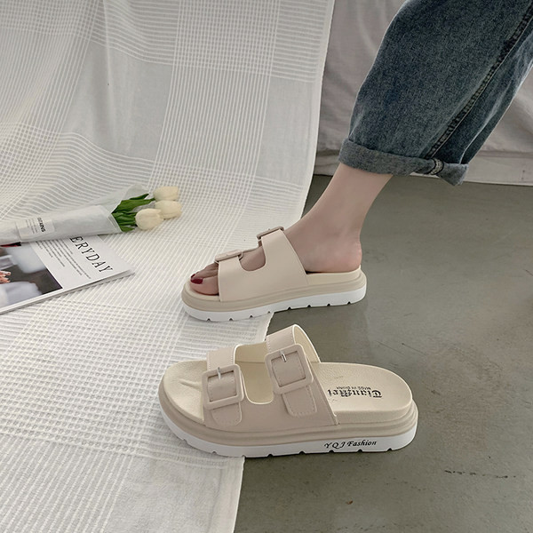 Ikdienas sieviešu čības ar sprādzēm un plakanu zoli vairākās krāsās