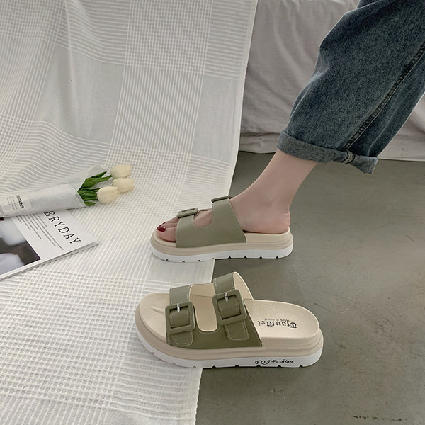 Ikdienas sieviešu čības ar sprādzēm un plakanu zoli vairākās krāsās