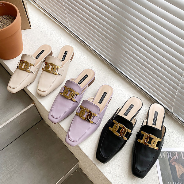 Jauna modeļa sieviešu čības smails modelis ar metāla sprādzi