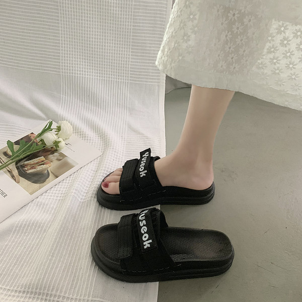 Papuci casual de dama cu talpa plate si velcro