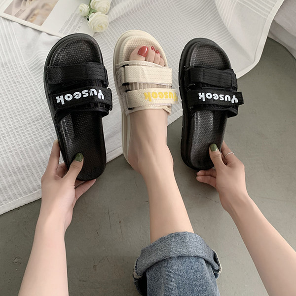 Papuci casual de dama cu talpa plate si velcro