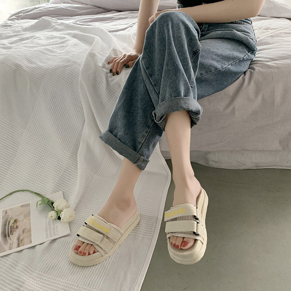 Papuci casual de dama cu talpa plate si velcro