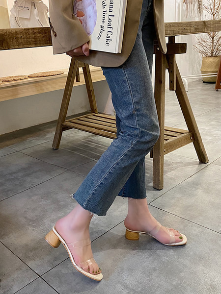 Papuci de dama cu toc si bretele din silicon