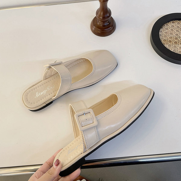 Ikdienas čības no eko ādas ar plakanu zoli divās krāsās