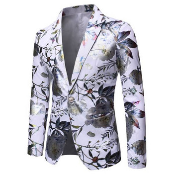 Стилно мъжко сако с флорален десен втален модел