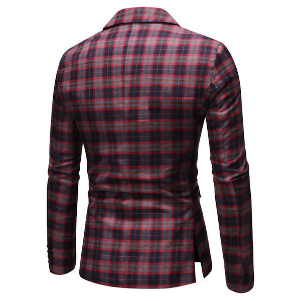 Vīriešu moderna rūtaina jaka ar pogu