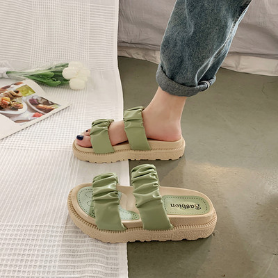 Ikdienas sieviešu čības ar ādas lencēm - trīs krāsas