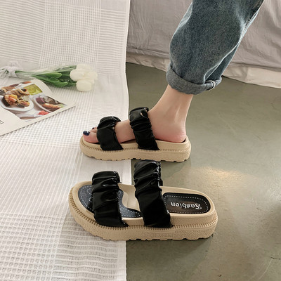 Ikdienas sieviešu čības ar ādas lencēm - trīs krāsas