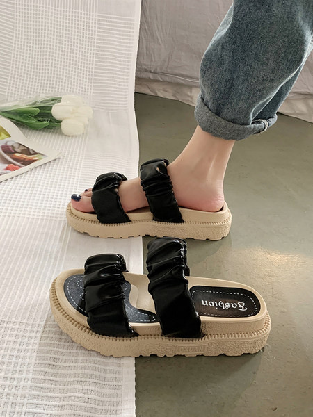 Ikdienas sieviešu čības ar ādas lencēm - trīs krāsas